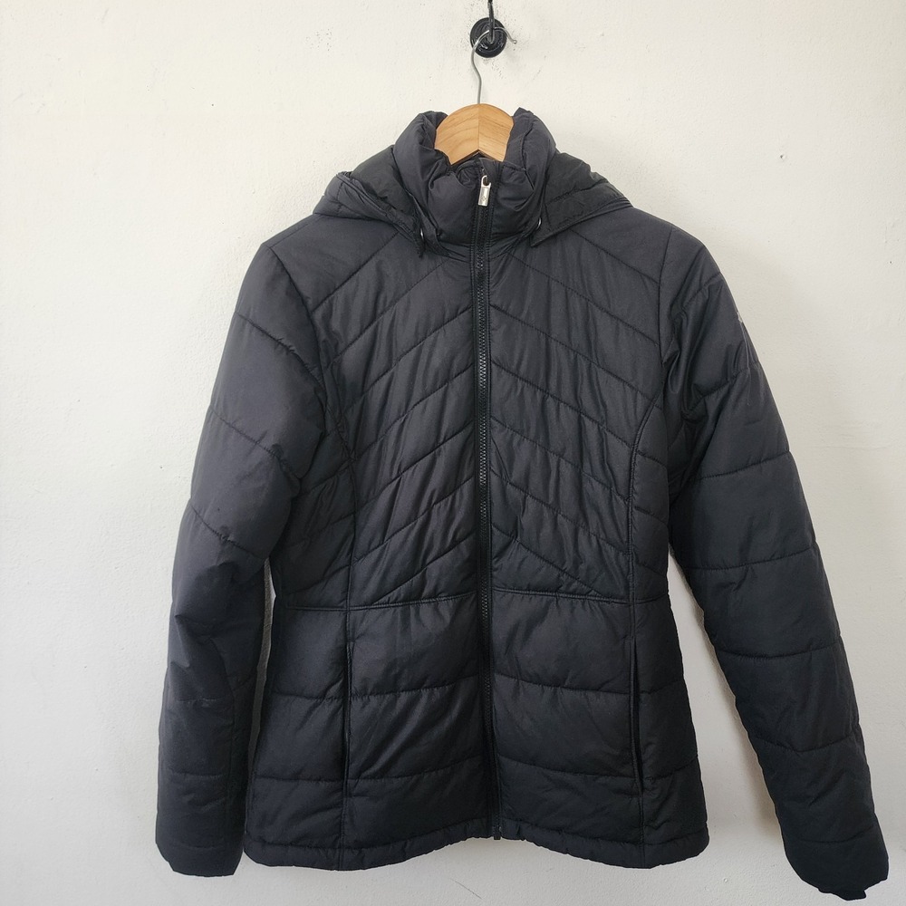 Womens Columbia Small Down Feather Black Jacket Hooded